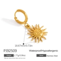 Golden stainless steel sun pendant earring with waterproof and hypoallergenic features - Sun God Face Pendant Style (PJ92509)