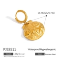 Golden stainless steel seashell earring with starfish relief, waterproof and hypoallergenic - Ocean Shell Relief Pendant Style (PJ92511)
