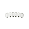 Polished silver six-tooth hip hop grillz accessory for teeth in minimalist studio lighting - Silver Bottom Flat Grillz