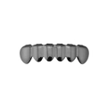 Front view of six-tooth silver chrome hip-hop grillz with a polished metallic finish - Gunmetal Black Bottom Flat Grillz