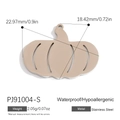 Rose gold pumpkin pendant charm in stainless steel with detailed size measurements - Silver Pumpkin (PJ91004-S)
