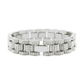 Bracelet tank 15mm pour hommes style hip hop plaqué argent avec zircons étincelants - 8 pouces / Argenté