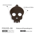 Waterproof black stainless steel skull pendant for DIY jewelry, 15.6mm wide - Black Skull (PJ91005-BK)