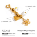 18K vergoldete Edelstahl Herz- und Gänseblümchen-Anhänger mit Perlen-Detail - Gänseblümchen Herz Stil (PJ92618)
