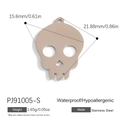 Silver skull pendant in stainless steel with measurements for DIY jewelry making - Silver Skull (PJ91005-S)