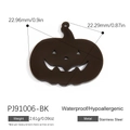 Black stainless steel hollow Jack-o'-lantern pumpkin pendant for jewelry making - Black Jack-o'-Lantern (PJ91006-BK)