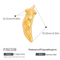 Waterproof gold stainless steel fish heart pendant showing specific size dimensions - Curved Star Ring Design Charm (PJ92338)
