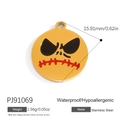 Golden stainless steel Jack Skellington style round pendant for Halloween DIY jewelry - Round Skull (PJ91069)