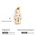 Golden skeleton alien pendant in white enamel for DIY necklace making projects - White Alien (PJ91072)