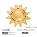 Polished 18K gold sun pendant in stainless steel, waterproof and hypoallergenic design - Mirror Polished Gold Sun Charm (PJ92340)