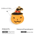 Stainless steel Halloween pumpkin wizard hat pendant with size and weight specs - Pumpkin Wizard (PJ91075)