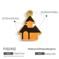 Halloween ghost house keychain pendant in black and orange enamel on stainless steel - Halloween House (PJ92492)