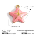 Pink enamel starfish charm in gold stainless steel for DIY jewelry making 16.6mm - Pink Starfish Design (PJ93159A)