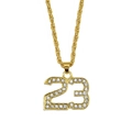 Cadena de cuerda dorada hip hop con colgante número 23 de diamantes de imitación - Dorado