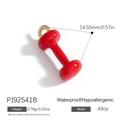 Waterproof red dumbbell pendant charm in alloy for DIY jewelry necklace making - Red Dumbbell Pendant (PJ92541B) / 14.55mm
