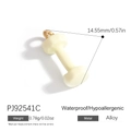 Creamy white dumbbell charm in alloy with golden ring and detailed size measurements - White Dumbbell Pendant (PJ92541C) / 14.55mm