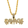 Collier pendentif SAVAGE hip hop pour hommes et femmes avec cristaux glacés et chaîne dorée - Doré