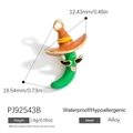 Pendentif concombre avec chapeau de sorcière marron et lunettes de soleil en alliage - Piment Vert (PJ92543B)