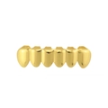 Vista detallada de grillz de hip hop bañados en oro de 18K con diseño de seis dientes - Inferior Dorado