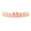 Detailed macro view of smooth rose gold plated hip-hop grillz with polished mirror finish - Rose Gold Top 8 Teeth