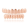 Hip hop style 18K rose gold plated grillz set for top and bottom teeth with smooth finish - Rose Gold Top 8 Bottom 8 Set