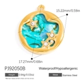 Star-themed stainless steel round pendant with blue enamel and crystal inlays - Blue Starry Sky (PJ92050B)