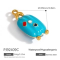 Light blue enamel stainless steel pendant with colorful geometric inlay and gold finish - Light Blue Stainless Steel Multicolor Pendant (PJ92409C)