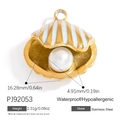 Gold stainless steel shell pendant with white pearl, waterproof and hypoallergenic - Shell Pearl Shape (PJ92053)