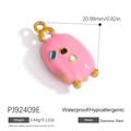 Pendente animale carino in smalto rosa in acciaio inossidabile con gancio oro - Ciondolo Multicolore in Acciaio Inossidabile Rosa (PJ92409E)