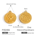 Pendente moneta in acciaio inossidabile dorato con rilievo Elisabetta II e design Dos Pesos - Ciondolo Moneta in Acciaio Inossidabile Oro (PJ92466)