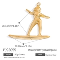 18K gold plated stainless steel surfer pendant, waterproof and hypoallergenic jewelry - Surfer (PJ92055)