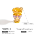 Pendentif tasse dorée avec nœud violet et cœur rose pour création de bijoux DIY - Tasse Jaune (PJ92551D)