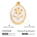 Oval stainless steel pendant in 18K gold finish with white enamel and flower pattern - White Floral (PJ92058B)