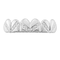 Silver hip hop teeth grills with heart relief and twill texture 6-tooth design - Upper / Silver