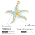 Light blue enamel starfish pendant charm in stainless steel for DIY jewelry making - Blue Starfish (PJ92060A)