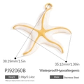 Starfish shaped stainless steel pendant in gold finish with white enamel detail - White Starfish (PJ92060B)