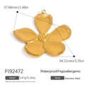 Ciondolo a fiore in acciaio inossidabile dorato, dimensioni 37,64 mm x 34,31 mm per DIY - Ciondolo Fiore Grande in Acciaio Inossidabile Oro (PJ92472)