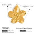 Ciondolo a forma di fiore a cinque petali in acciaio inossidabile dorato per gioielli fai da te - Ciondolo Fiore a Cinque Petali in Acciaio Inossidabile Oro (PJ92473)