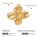 Ciondolo a fiore 3D in acciaio inossidabile dorato con dimensioni e caratteristiche impermeabili - Ciondolo Fiore a Quattro Petali in Acciaio Inossidabile Oro (PJ92474)