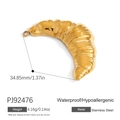 Ciondolo croissant in acciaio inossidabile dorato, gioiello impermeabile e anallergico - Ciondolo Croissant in Acciaio Inossidabile Oro (PJ92476)