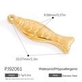 Fish-shaped 18K gold stainless steel pendant charm with waterproof measurements - Large Gold Fish (PJ92061)