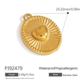 Pendente in acciaio inossidabile dorato con raggiera e cuore 3D centrale - Ciondolo Sole Cuore in Acciaio Inossidabile Oro (PJ92479)