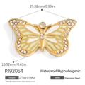 18K gold butterfly pendant in light green enamel with zircon stones and stainless steel - Green Butterfly (PJ92064)