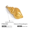 Ciondolo a forma di conchiglia in acciaio inossidabile dorato lucido per gioielli - Ciondolo Conchiglia in Acciaio Inossidabile Oro Piccolo (PJ92480)