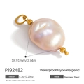 Ciondolo con perla barocca rosa e anello in acciaio inox per gioielli fai da te - Ciondolo Perla Artificiale Barocca in Acciaio Inox (PJ92482)