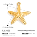 Waterproof 18K gold starfish pendant in stainless steel with hypoallergenic features - Starfish Pendant (PJ92066)