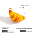 Pendente croissant in acciaio inossidabile impermeabile con smalto arancione per gioielli - Ciondolo Croissant Sfumato in Acciaio Inox (PJ92483)