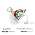 Ciondolo arcobaleno in acciaio inossidabile con smalto colorato per gioielli DIY - Ciondolo Nuvola Arcobaleno in Acciaio Inox Anello Argento (PJ92486A)