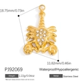 Golden stainless steel scorpion pendant with white stones, 18.75mm height DIY accessory - Scorpion Shape (PJ92069)