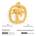 Golden stainless steel coconut tree pendant with hammered texture and tropical design - Coconut Tree (PJ92070)